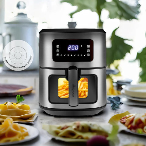 Karaca Multifry Inox XXL 6,5 Liter Airfryer mit digitalem Glasfenster 
