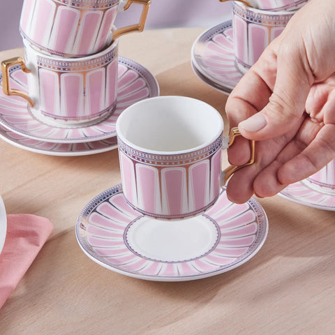 Karaca Jolly Pink Hypnose Kaffeetasse Set für 6 Personen 100 ml