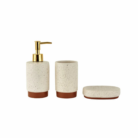 Karaca Home Palau Bad-Accessoire-Set Weiß, 3-teilig