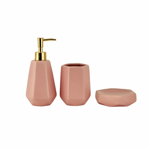 Karaca Home Ruby Bad-Accessoires-Set Rosa  3-teiliges
