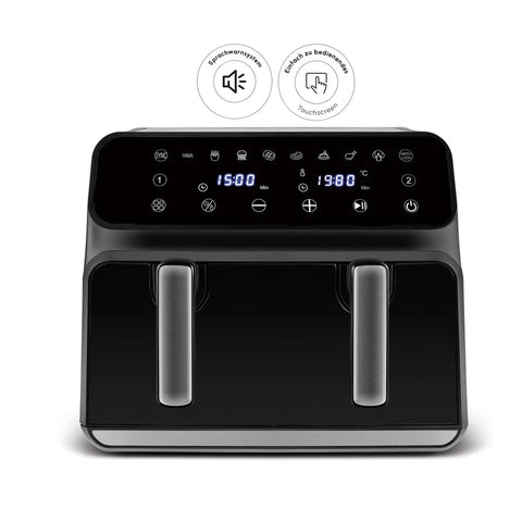 Karaca Multifry XXXL 9 Liter Airfryer mit einer Kammer, Trennwand und Glasfenster
