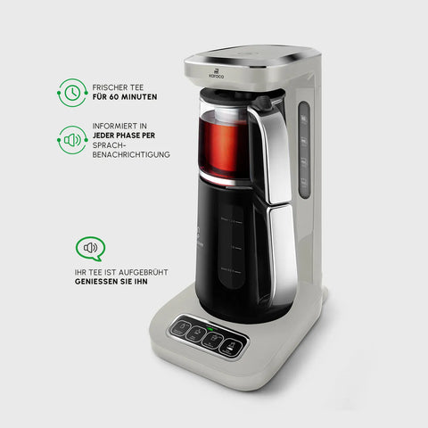 Karaca Caysever Robotea Pro 4 in 1 sprechender automatischer Teekocher Wasserkocher und Filterkaffeemaschine, Starlight, 2500W