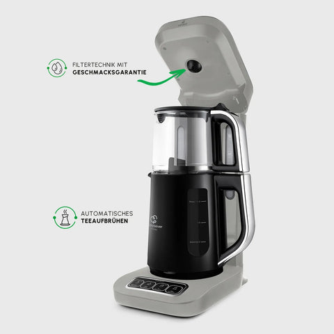 Karaca Caysever Robotea Pro 4 in 1 sprechender automatischer Teekocher Wasserkocher und Filterkaffeemaschine, Starlight, 2500W