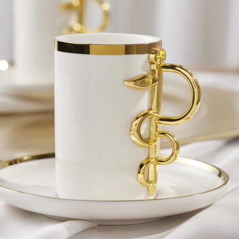 Karaca Sahmeran Weiße Kaffeetasse Set für 2 Personen 100 ml