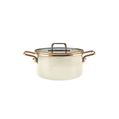 Karaca Kristall emailliert Granit Induktion Basis Dowry Kochtopf Set Creme, 16 teilig