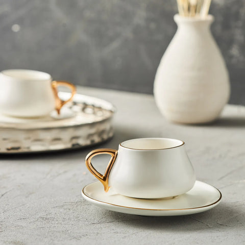 Karaca Senior Kaffeetassen Set, 2 Personen, 90 ml, Weiß 