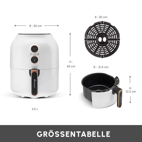 Karaca Multifry Weiß Heißluftfritteuse Ölfreie Fritteuse, 3.5L, 1300W