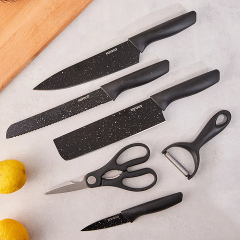 Karaca Schwarzer Stein 6 Teiliges Messer Set