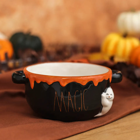 Karaca Halloween Magic Keramik Schüssel, 21cm, Orange Schwarz