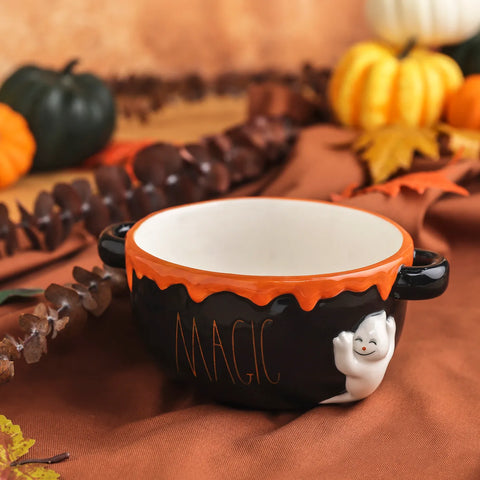 Karaca Halloween Magic Keramik Schüssel, 21cm, Orange Schwarz