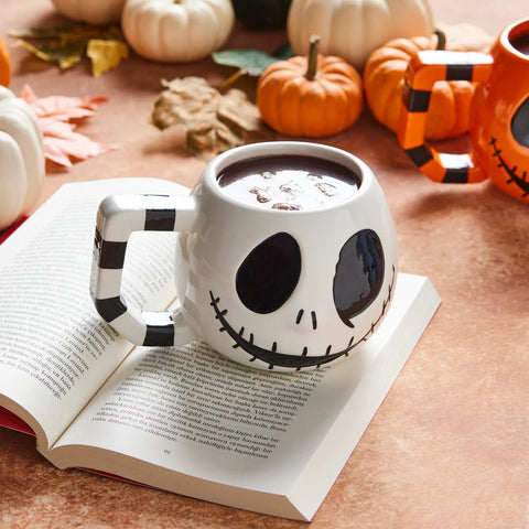 Karaca Halloween Creepy Keramik Tasse, 10cm, Weiß Schwarz