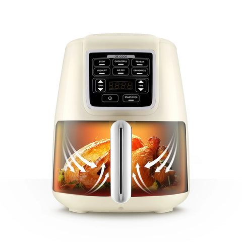 Karaca Air Cook XL 2 in 1 Sprechender Airfryer, ikonisches beige