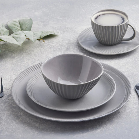 Karaca Sendai Handgemachtes Stoneware Geschirrset für 4 Personen, Grau, 20 teilig