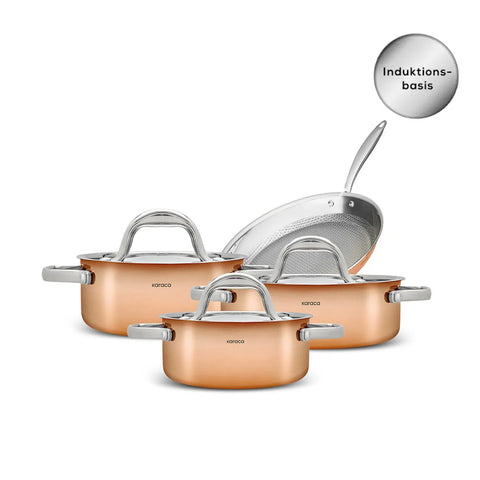 Karaca Power Steel 316+ 3Ply Kupfer 7 Teile Kochgeschirr Set