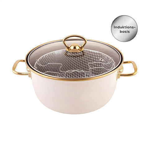 Karaca Love of Kitchene Emaille Induktions Bratpfanne Creme Farben 22 cm