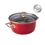Karaca Retro Emaille 22 cm Induktions Brattopf Rot