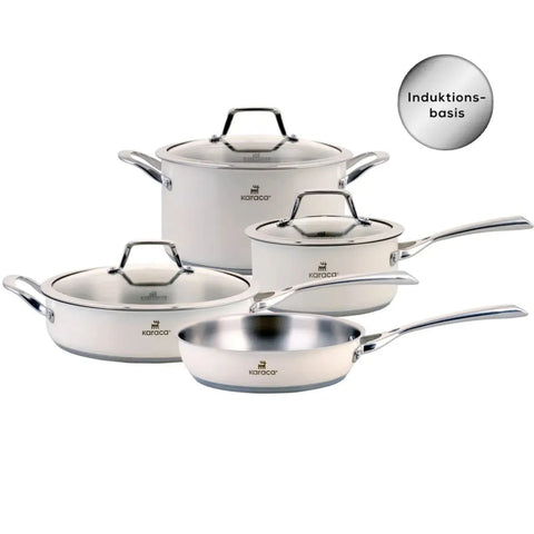Karaca Induktions Edelstahl Creme Kochgeschirr Set 7 Teilig