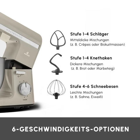 Karaca Mastermaid Chef Pro Doppelarm Küchenchef Ikonisch Beige, 5L, 1500 W