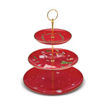 Karaca Weihnachten Porzellan Golden Linie Kuchen Stand, Rot