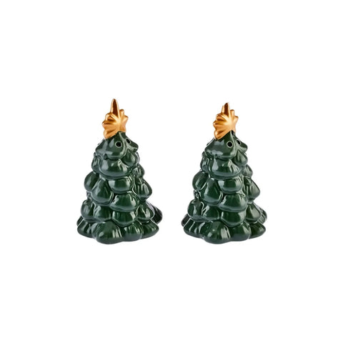 Karaca Christmas Tannenbaum Salz und Pfefferstreuer, 70ml, Grün Gelb