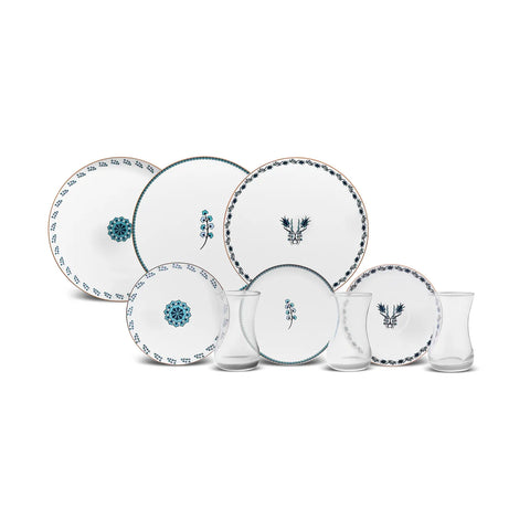 Karaca İznik Dessert-Set für 6 Personen, 18 teilig