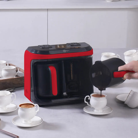 Karaca Hatır Hüp Duet Aromatische Türkische Kaffeemaschine, Rot, 1400W