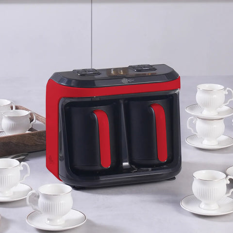 Karaca Hatır Hüp Duet Aromatische Türkische Kaffeemaschine, Rot, 1400W