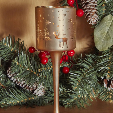 Karaca Home Christmas Helena Gold Glas Kerzenständer 7x20 Cm