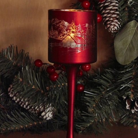 Karaca Home Christmas Helena Rot Glas Kerzenständer 7x20 Cm
