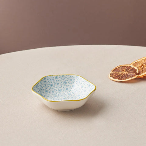 Karaca Floral Snack Schale, Blau, Hexagon, 10 cm