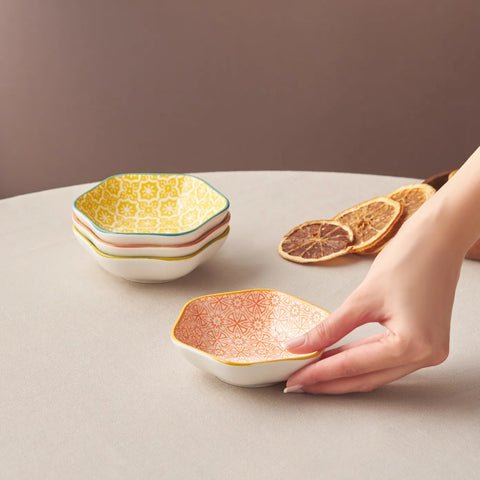 Karaca Floral Snack Schale, Blau, Hexagon, 10 cm