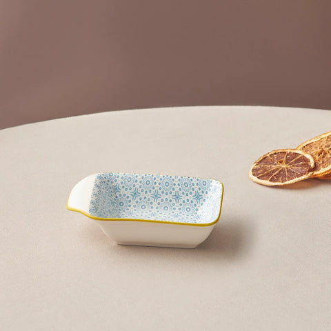 Karaca Floral Snack Schale/Soßen Schale, Blau, Rechteckig, 10 cm