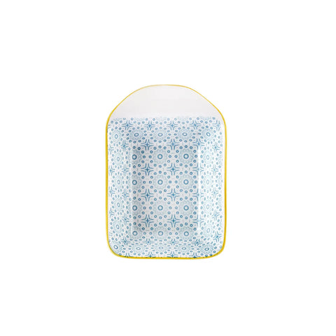 Karaca Floral Snack Schale/Soßen Schale, Blau, Rechteckig, 10 cm