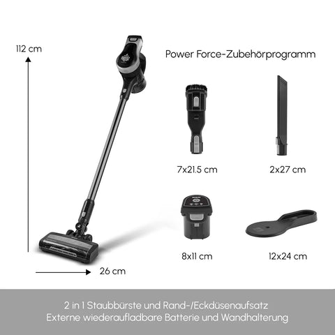Karaca Vantuz Power Force 2 in 1 Akku Staubsauger Standstaubsauger, Silber