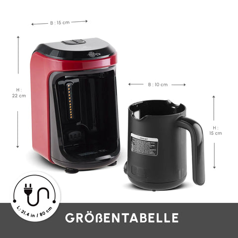 Karaca Hatır Hüps Kaffeemaschine für Türkischen Kaffee-Mokka mit Milch, Rot, 535W
