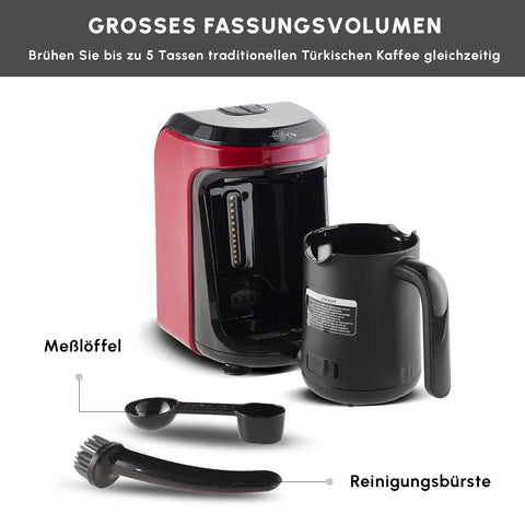 Karaca Hatır Hüps Kaffeemaschine für Türkischen Kaffee-Mokka mit Milch, Rot, 535W
