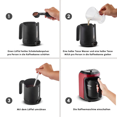Karaca Hatır Hüps Kaffeemaschine für Türkischen Kaffee-Mokka mit Milch, Rot, 535W