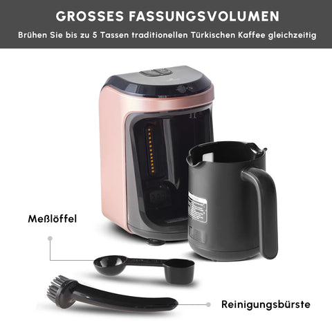 Karaca Hatır Hüps Mokkamaschine für türkischen Mokka mit Milch Roségold, 535W