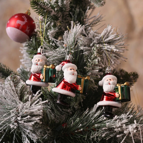Karaca Home Weihnachtsmann mit Geschenk Christbaumschmuckbaum, 3er Set