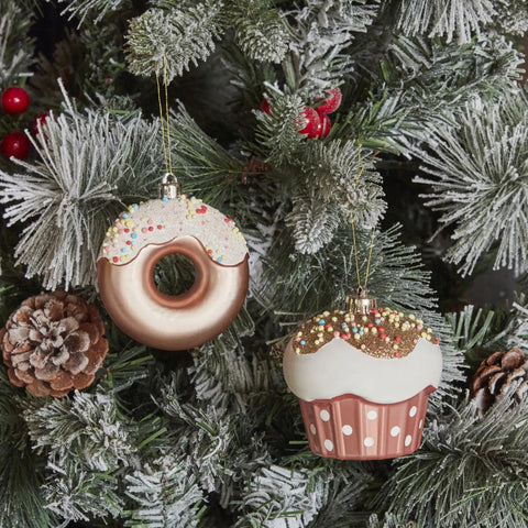 Karaca Home Weihnachtsdonut und Cupcake Christbaumschmuck, 2er Set