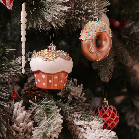 Karaca Home Weihnachtsdonut und Cupcake Christbaumschmuck, 2er Set