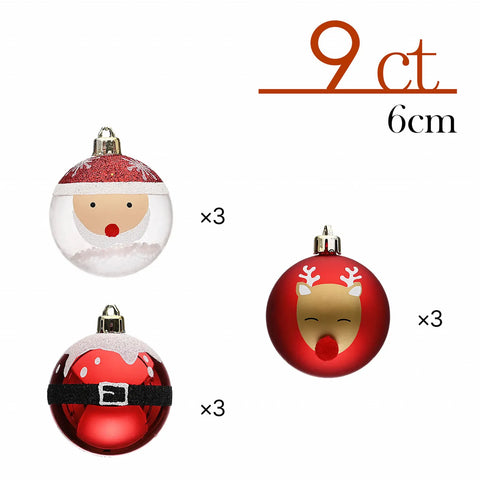 Karaca Home Weihnachten Weihnachtsmann Baumschmuck-Set, 9 Teilig, 6 cm
