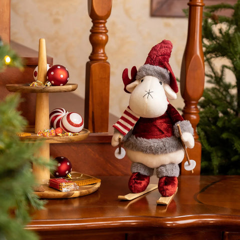 Karaca Home Weihnachten Samt Skifahrer Rentier