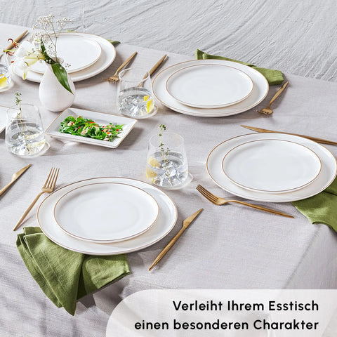 Karaca Santo für 6 Personen Geschirrset 18 Teilig, New Generation Bone, Weiß Gold