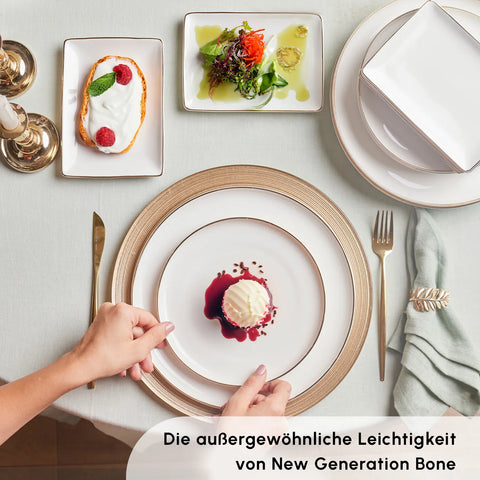 Karaca Santo für 6 Personen Geschirrset 18 Teilig, New Generation Bone, Weiß Gold