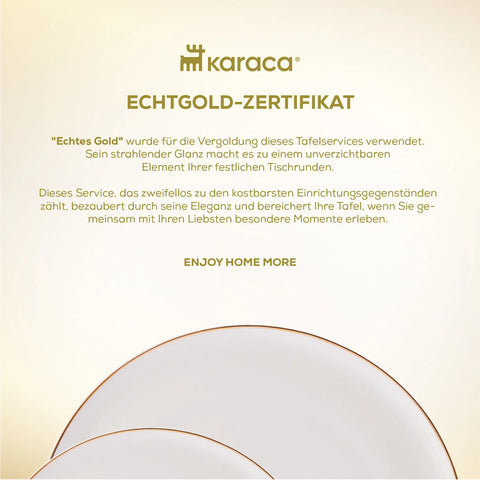 Karaca Santo für 6 Personen Geschirrset 18 Teilig, New Generation Bone, Weiß Gold