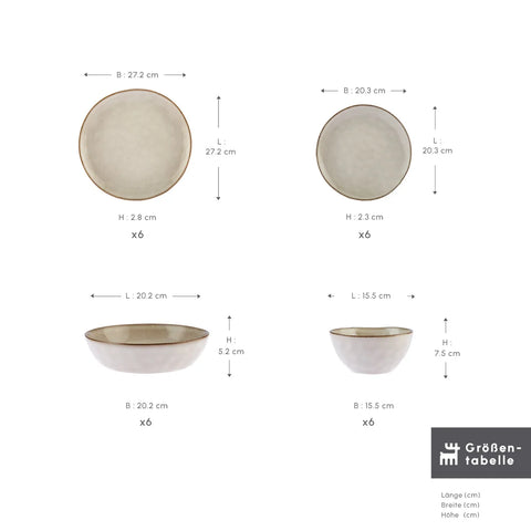 Karaca Aria Beige Reactive Geschirr Set für 6 Personen, 24 teilig