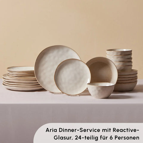 Karaca Aria Beige Reactive Geschirr Set für 6 Personen, 24 teilig