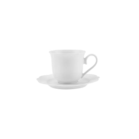 Karaca Daisy Set für 4 Personen Teetasse und Untertasse, 8 Teilig, New Generation Bone, Weiß, 260ml