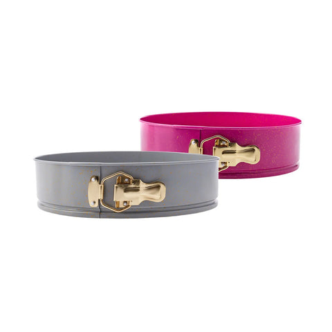 Karaca Süper Tortenform Set, 2 Teilig, Grau Fuchsia, 28-24 cm